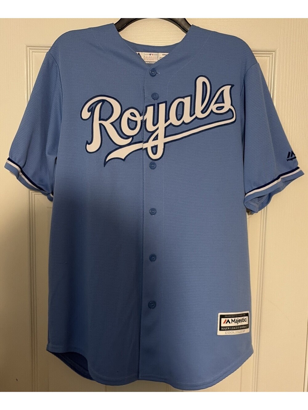 Kansas City Royals Salvador Perez #13 Majestic Cool Base Jersey Medium Lt blue